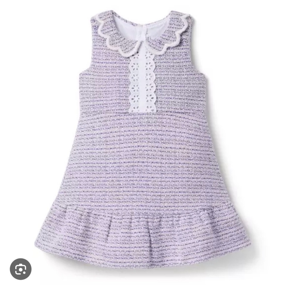 Janie and Jack Girls Tweed Scalloped Collar Dress Purple Size 10 NWT Never Worn